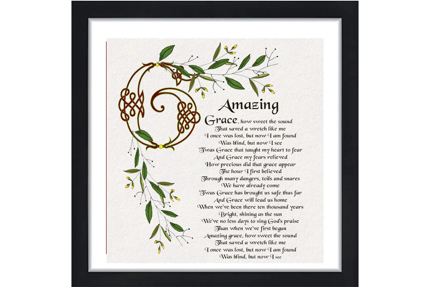 AMAZING GRACE HYMN FRAMED PRINT HOME DECOR — Enlightened Heart Poetry and  Painting Framed Prints -Let's Talk About Color