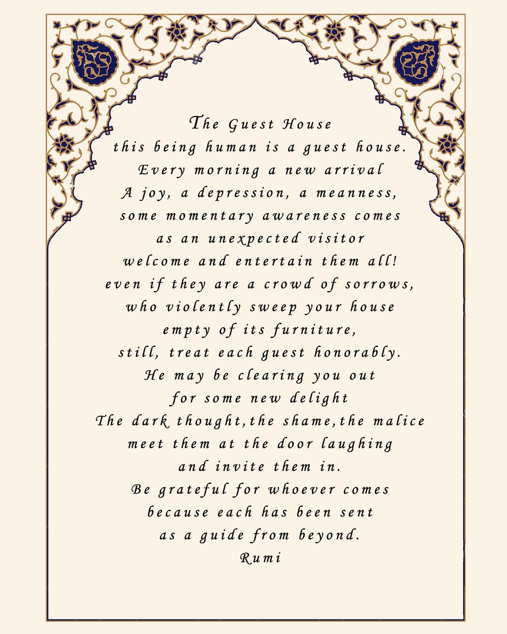 The Guest House Poem Rumi Quote 