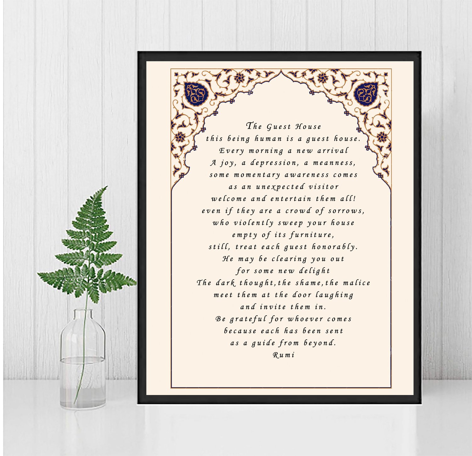 Rumi Guest House Framed Print Inspirational Poem Sacred Art — Enlightened  Heart Poetry And Painting Framed Prints -Let'S Talk About Color