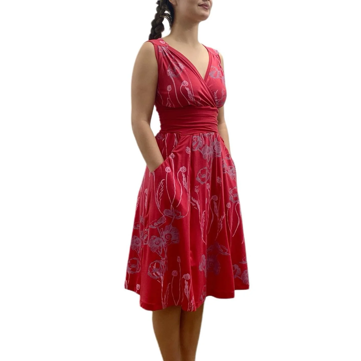 Poppy Sundress in Red &hearts;️ 

Handmade in our studio with our hand printed textile . Every dress is truly one of a kind . 
Available in 8 sizes , 3 lengths and 7 colours. 

#shopsmall #madeincanada #canadianmade #sustainablefashion #organic