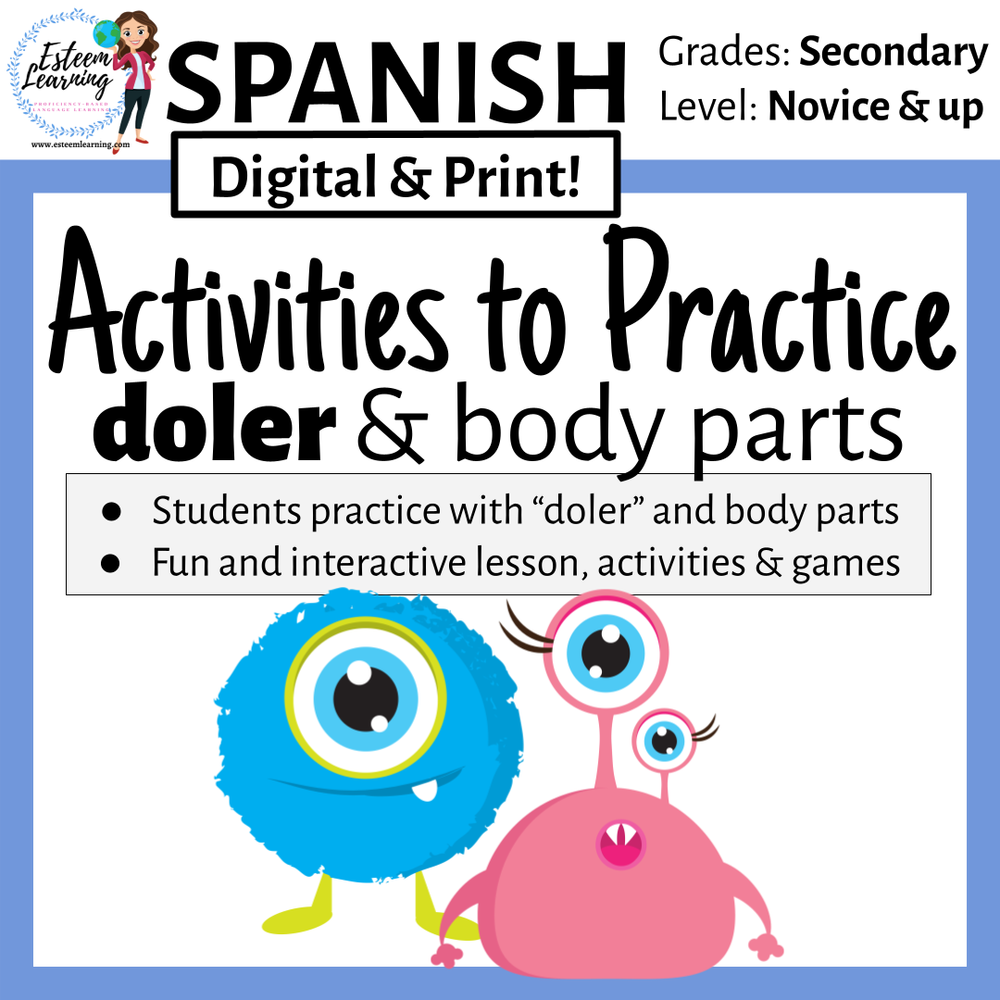 Body Parts and Pain - doler - Notes, Games & Activities for Spanish —  Esteem Learning LLC