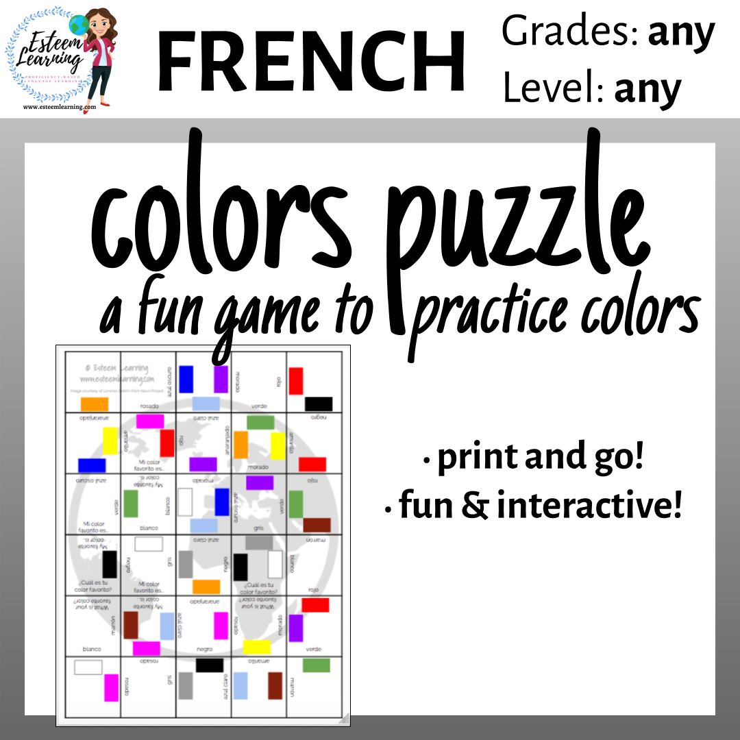 Printable Colors Puzzle Game - French — Esteem Learning LLC