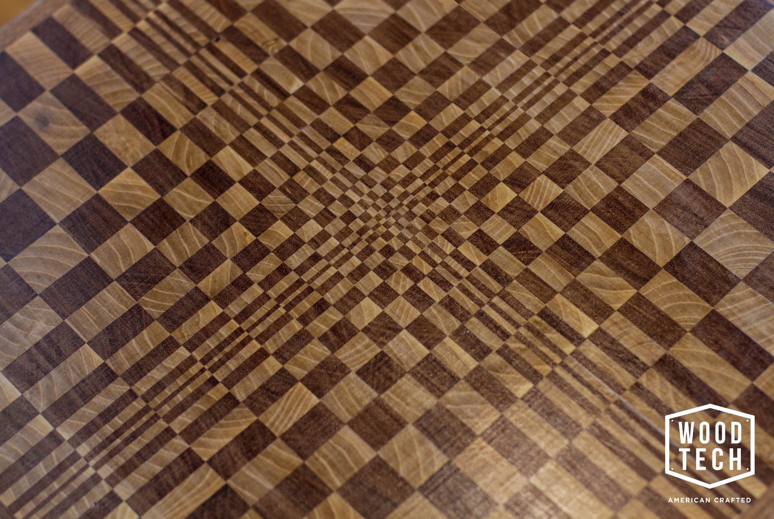 Custom Wood Table with Escher Inspired Design Top View