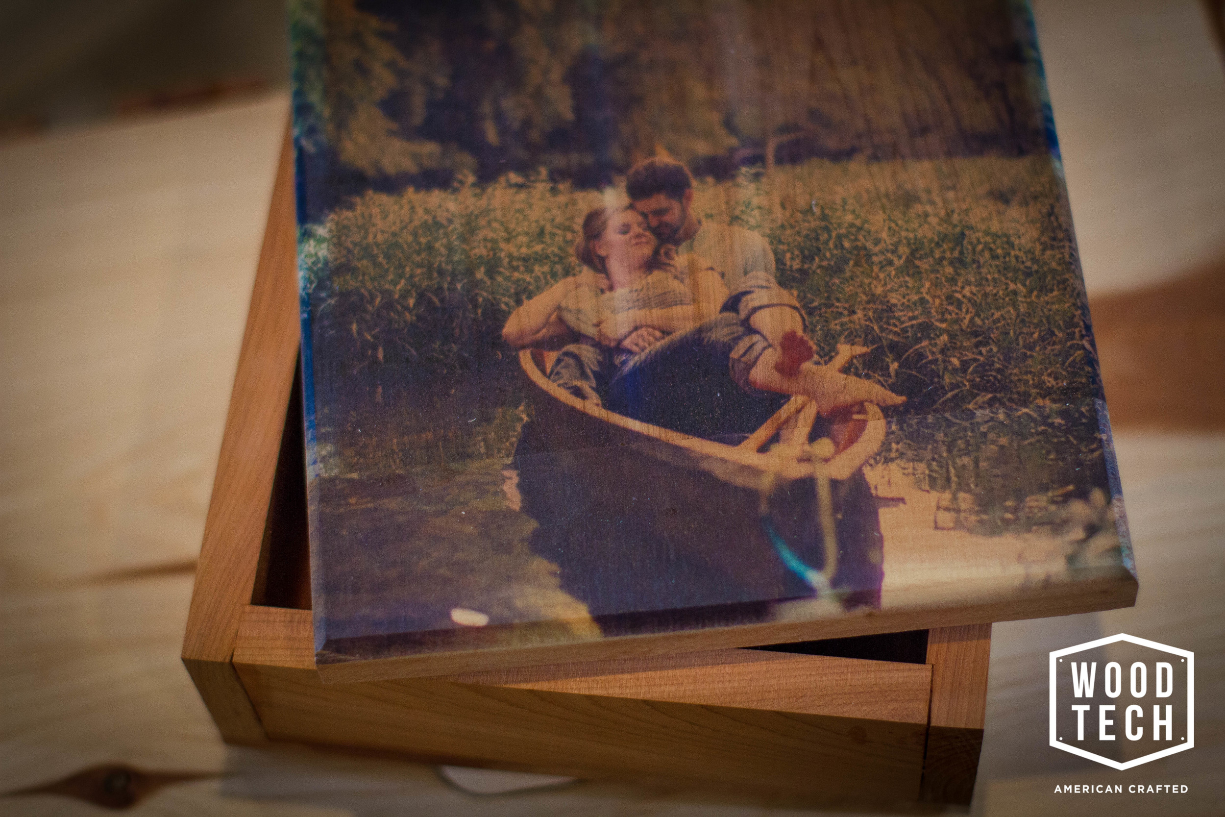 Custom Wood Memory Box with Printed Top Detail