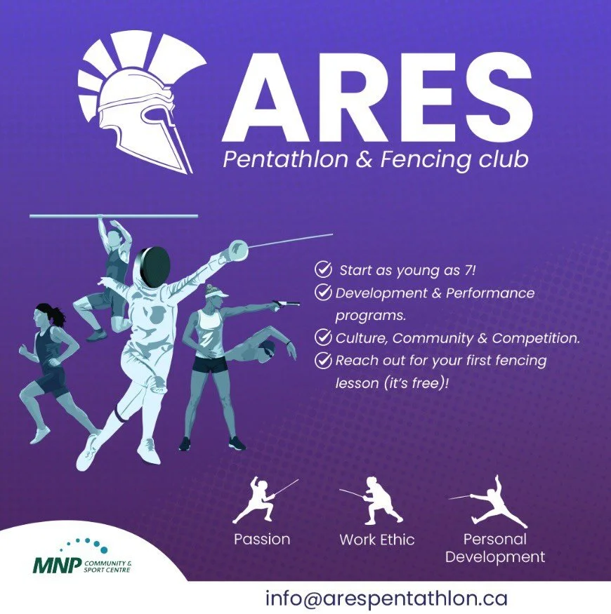 Just 4 weeks until our new training season starts 🤺

Find something you will really enjoy.

Registration for Ares&rsquo; Programs is open NOW 🤸&zwj;♀️!

Pentathlon and Fencing options available.

-Youth and Adult programs;
-Recreational and Competi