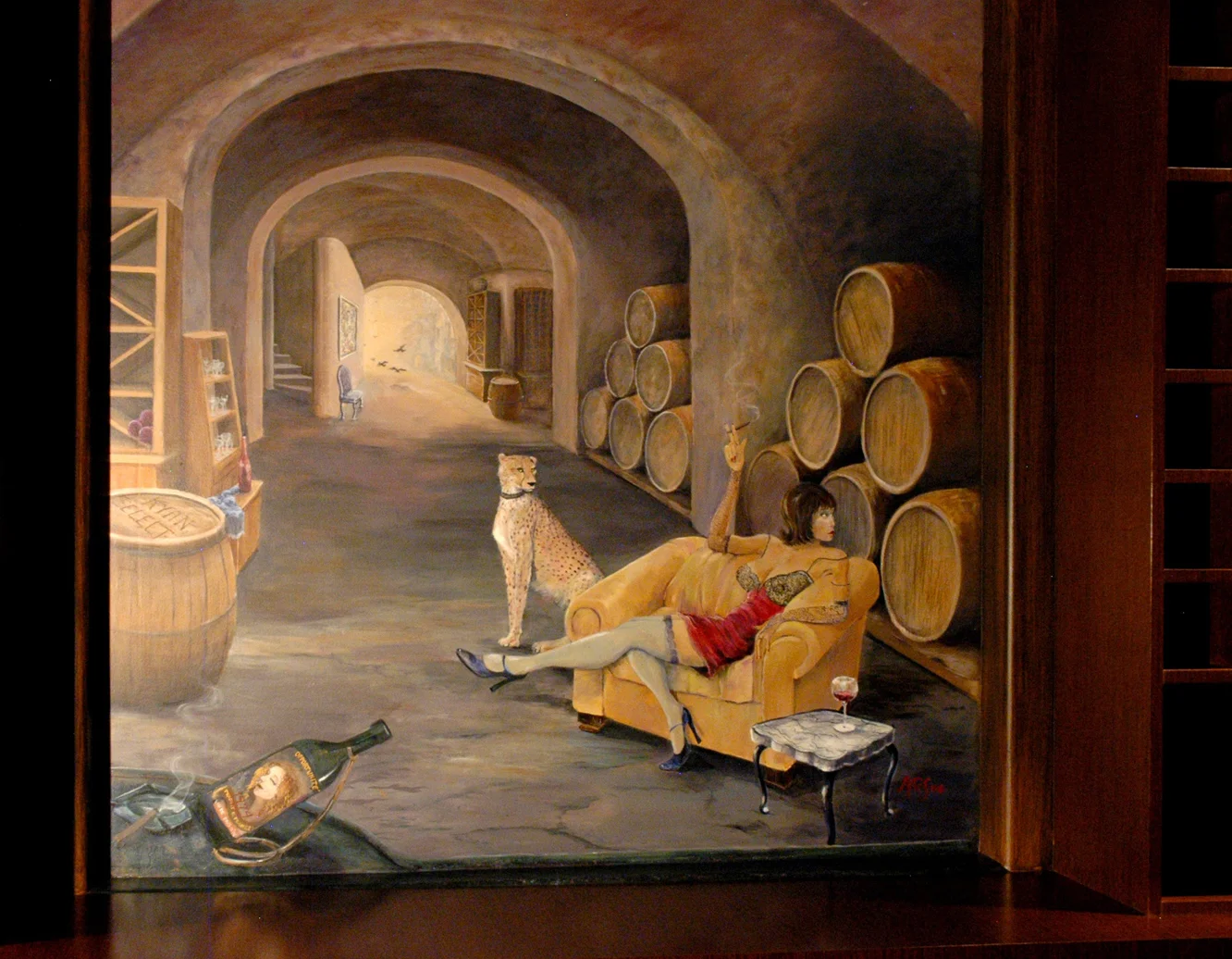 wine cellar mural