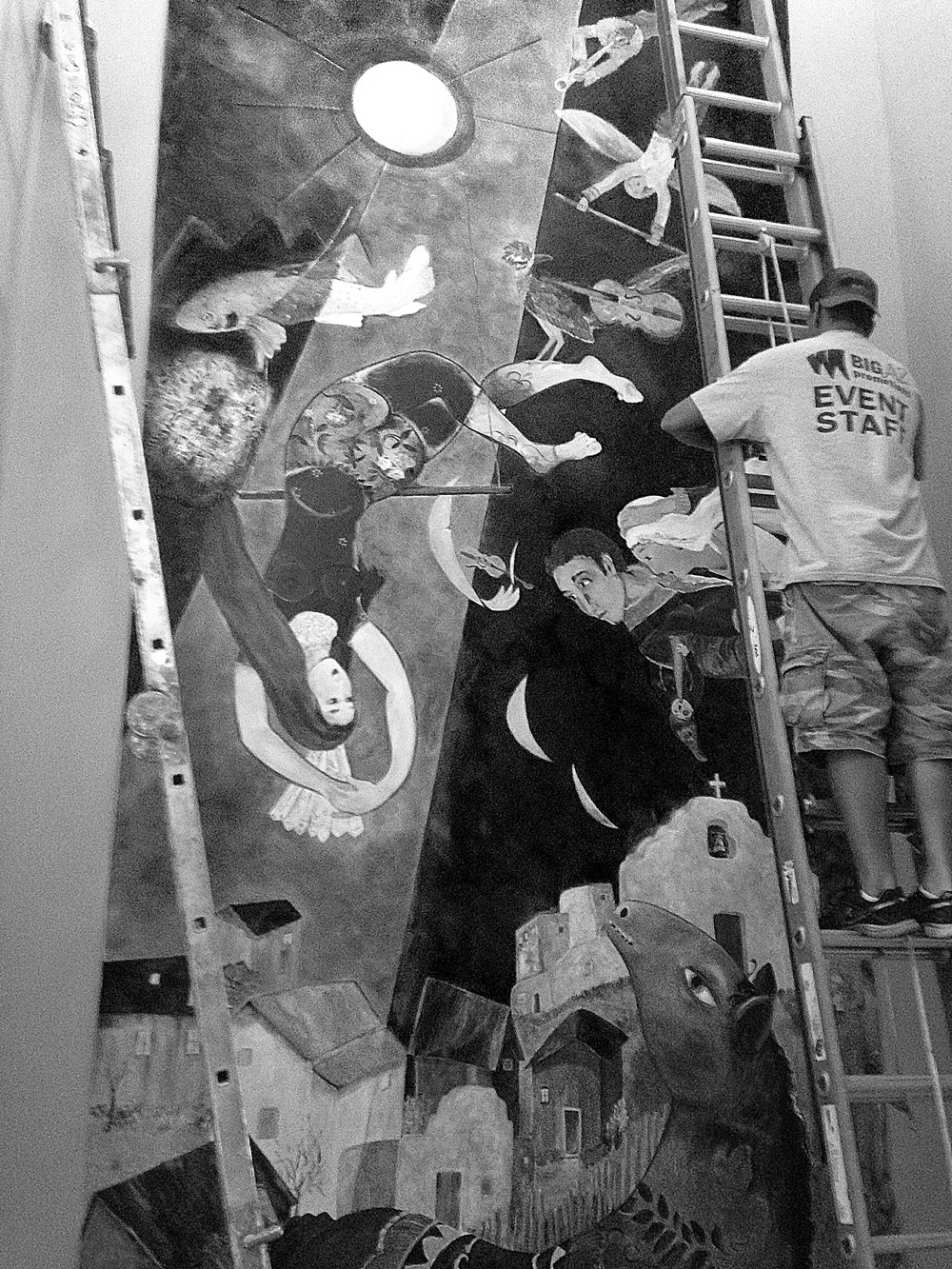 the hanging of the mural