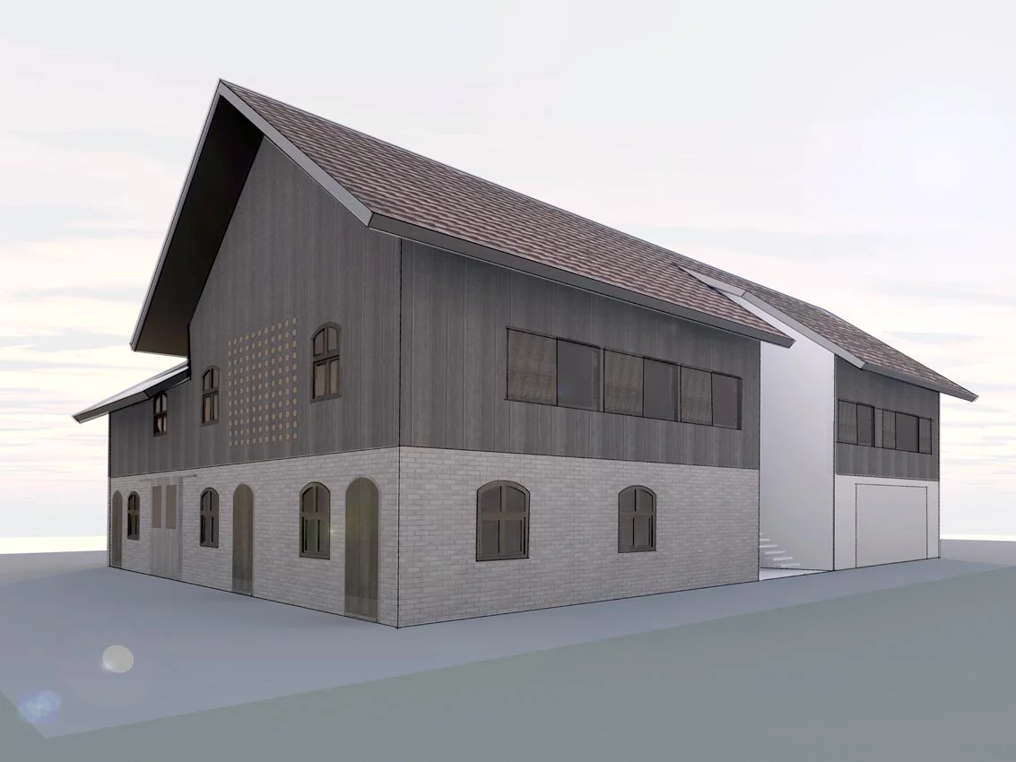  SCHNEUNEUMBAU FROMMKNECHT  Bestand mit Einschnitt zur Erschliessung des Wohnbereiches im 1. Obergeschoss 