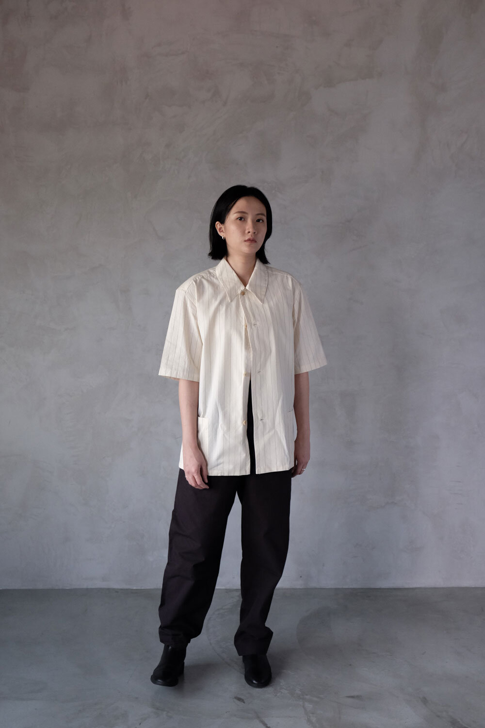 The HINOKI Organic Cotton Poplin Stripe Regular Half Sleeve Shirt 