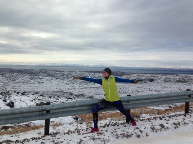 Warrior 2 pose at Upper Base, Iqaluit