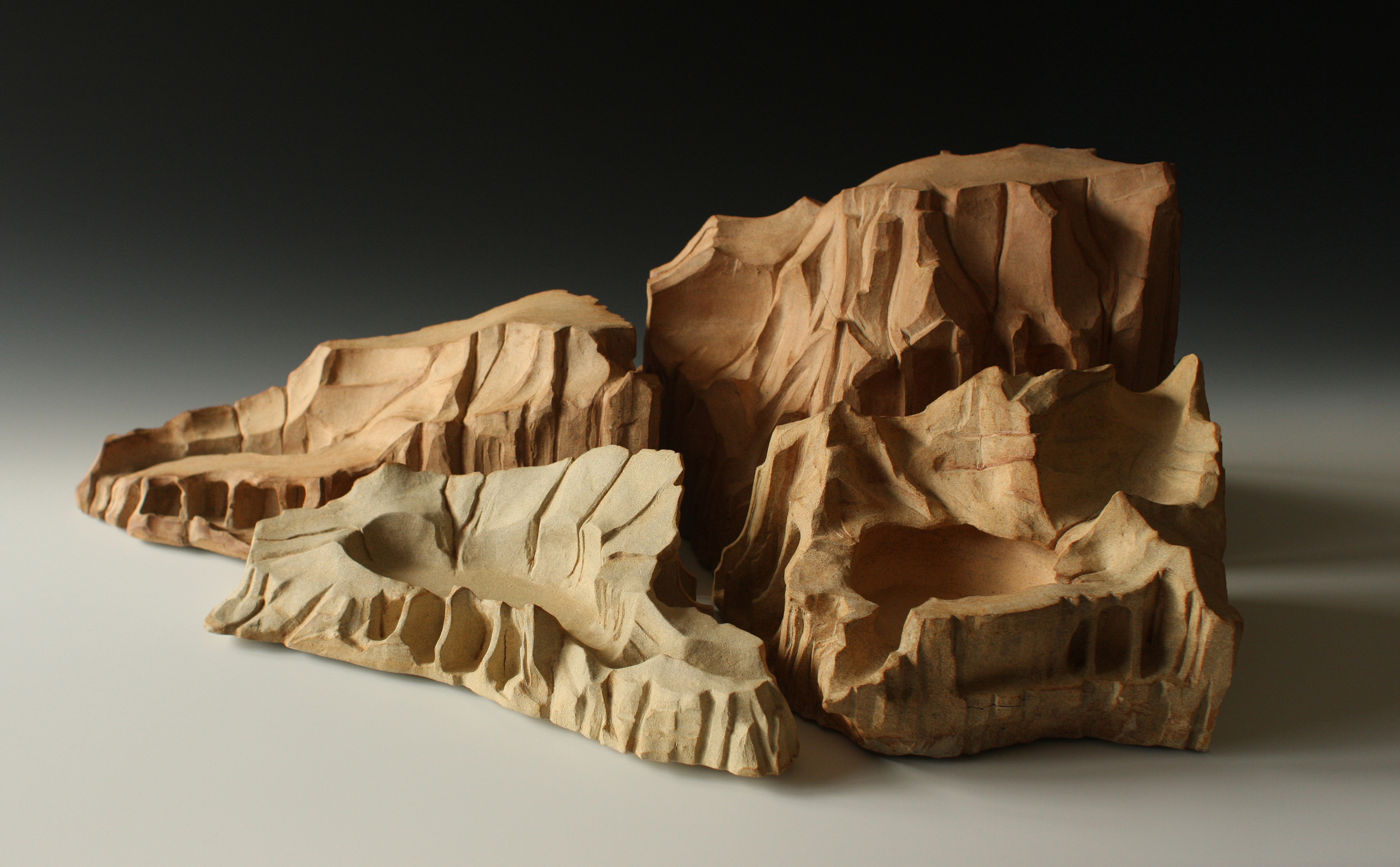   Landscape in Four Parts  stoneware clay 12" x 32" x 23"  2014 