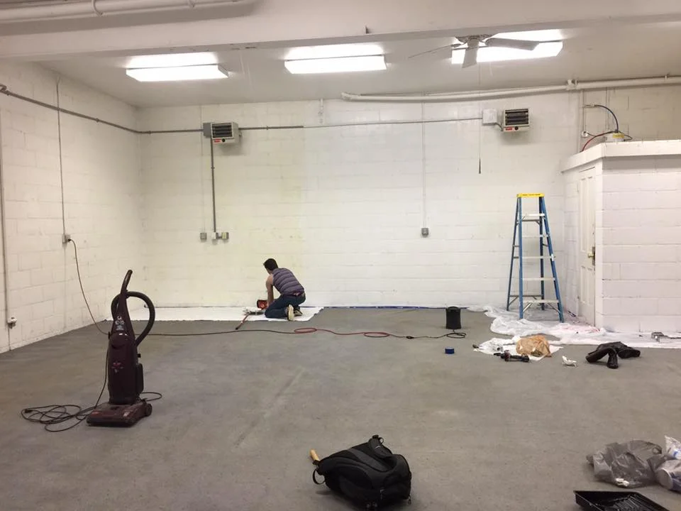 Renovating and preparing the new space for the dance floor.