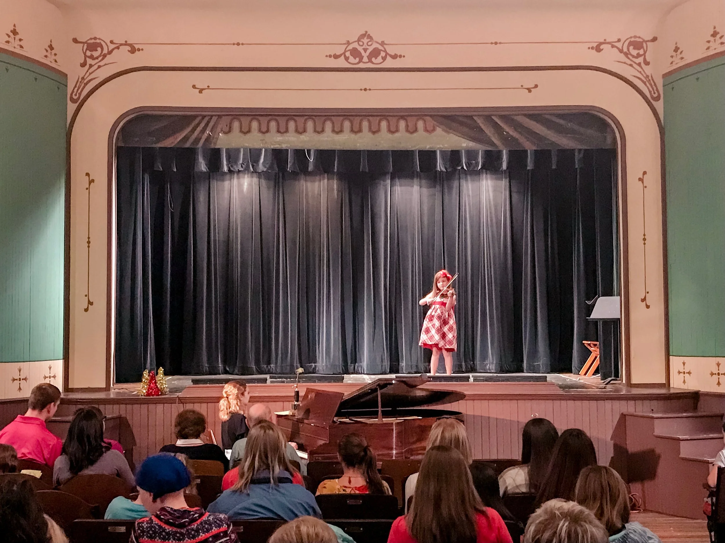 A student performing at her first recital. December, 2018