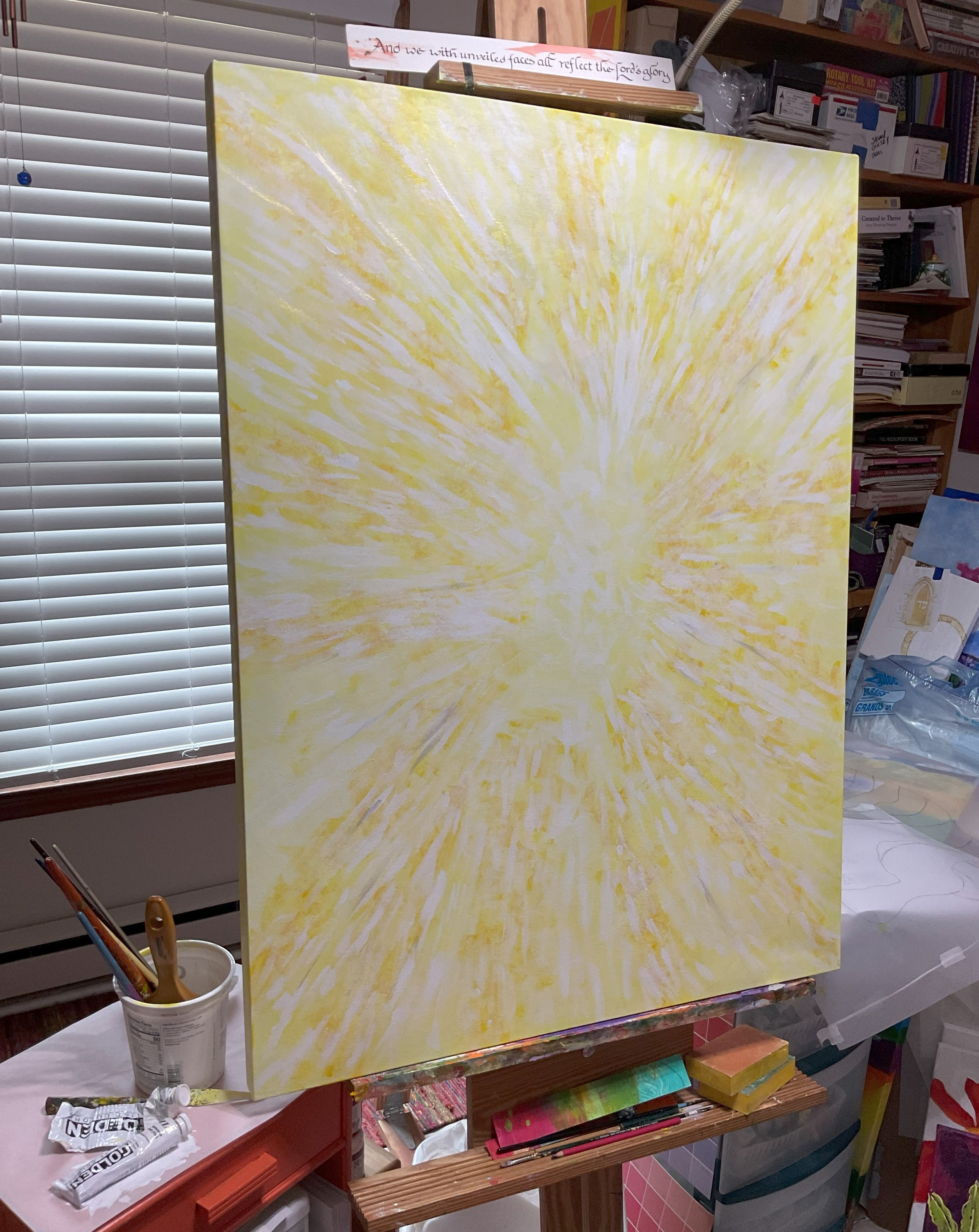 A painting of God's Light in yellow and white