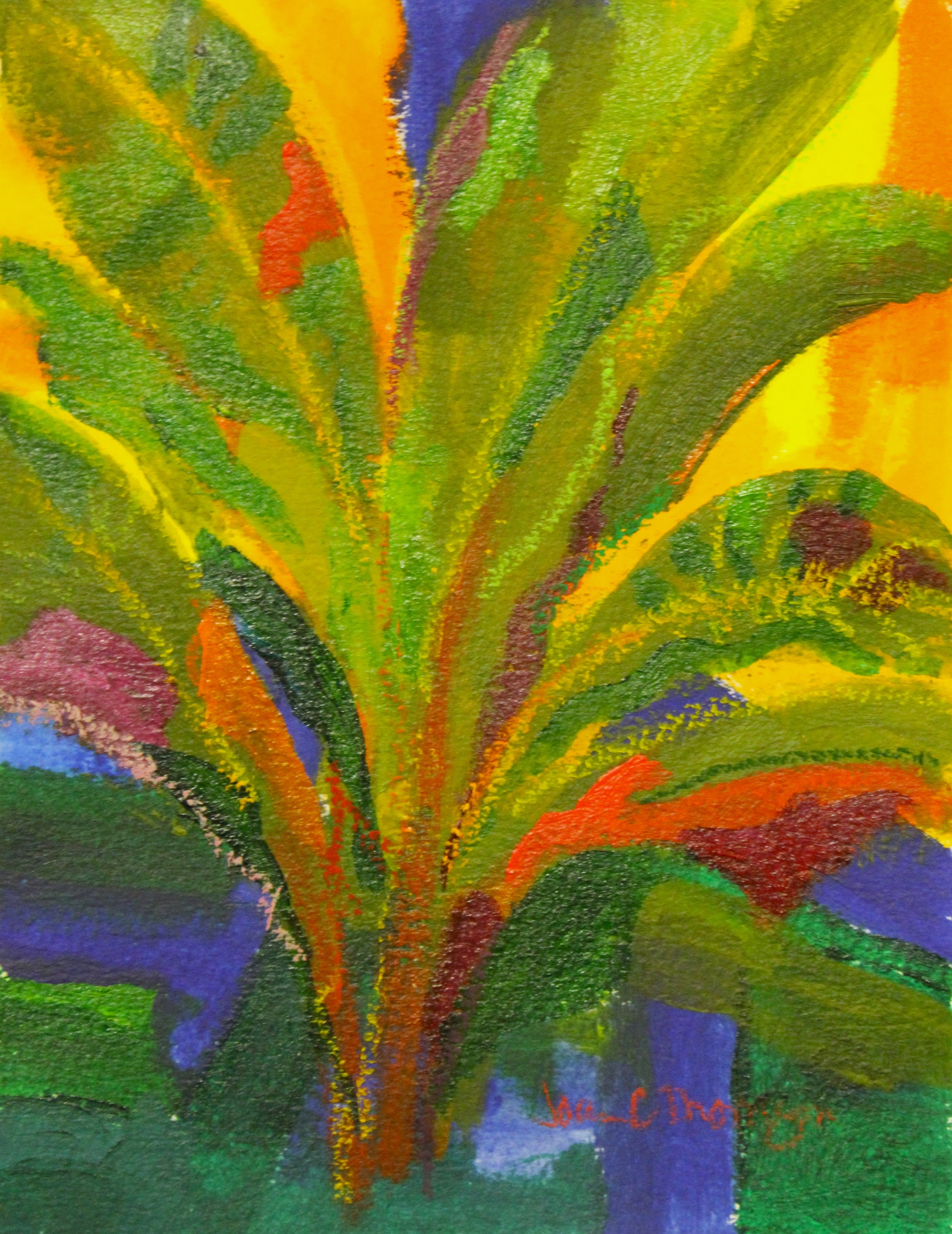 Colorful painting of a banana plant