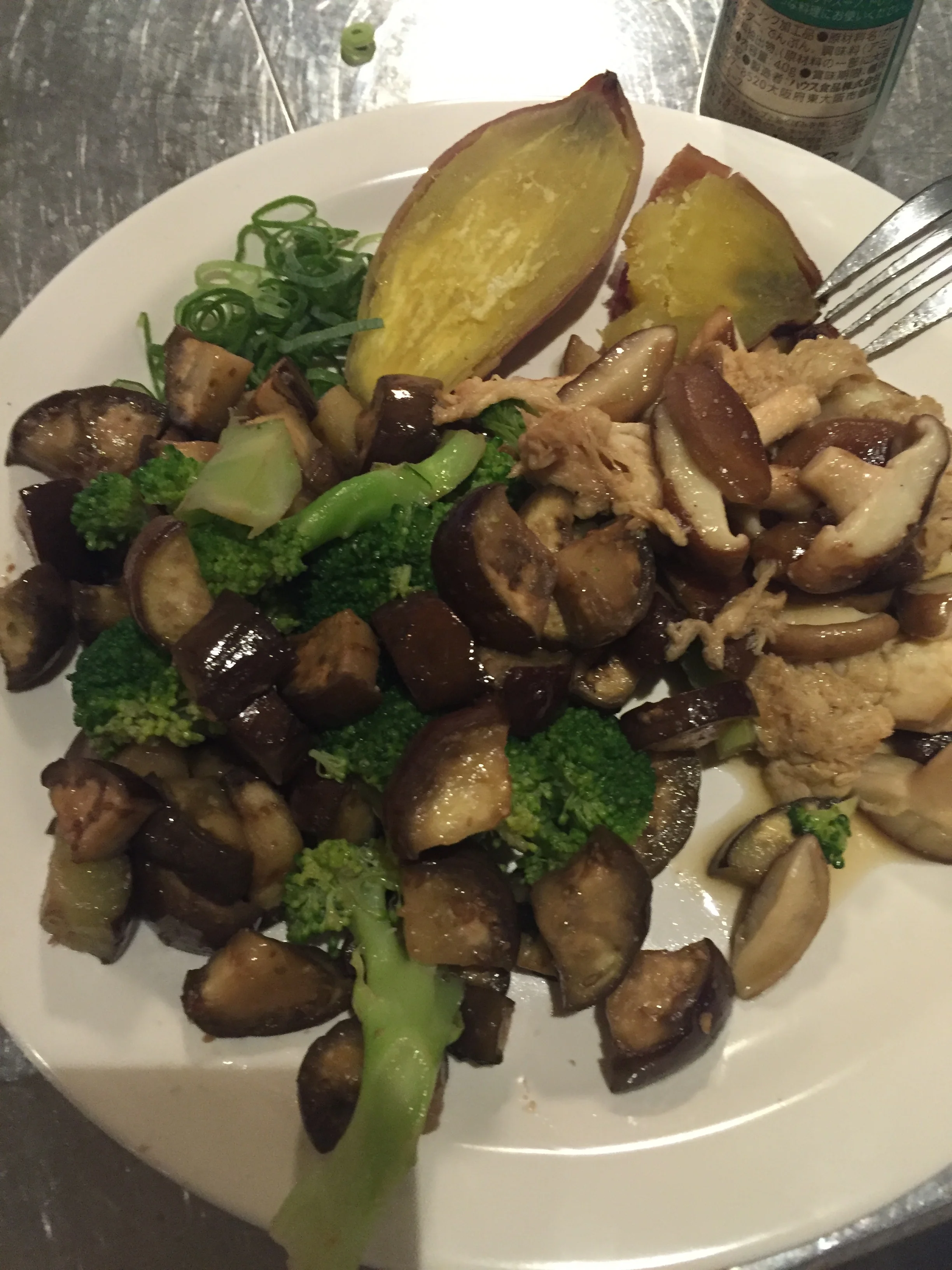 Kyoto Japan, fresh stir-fried vegetables that are completely plant-based and vegan