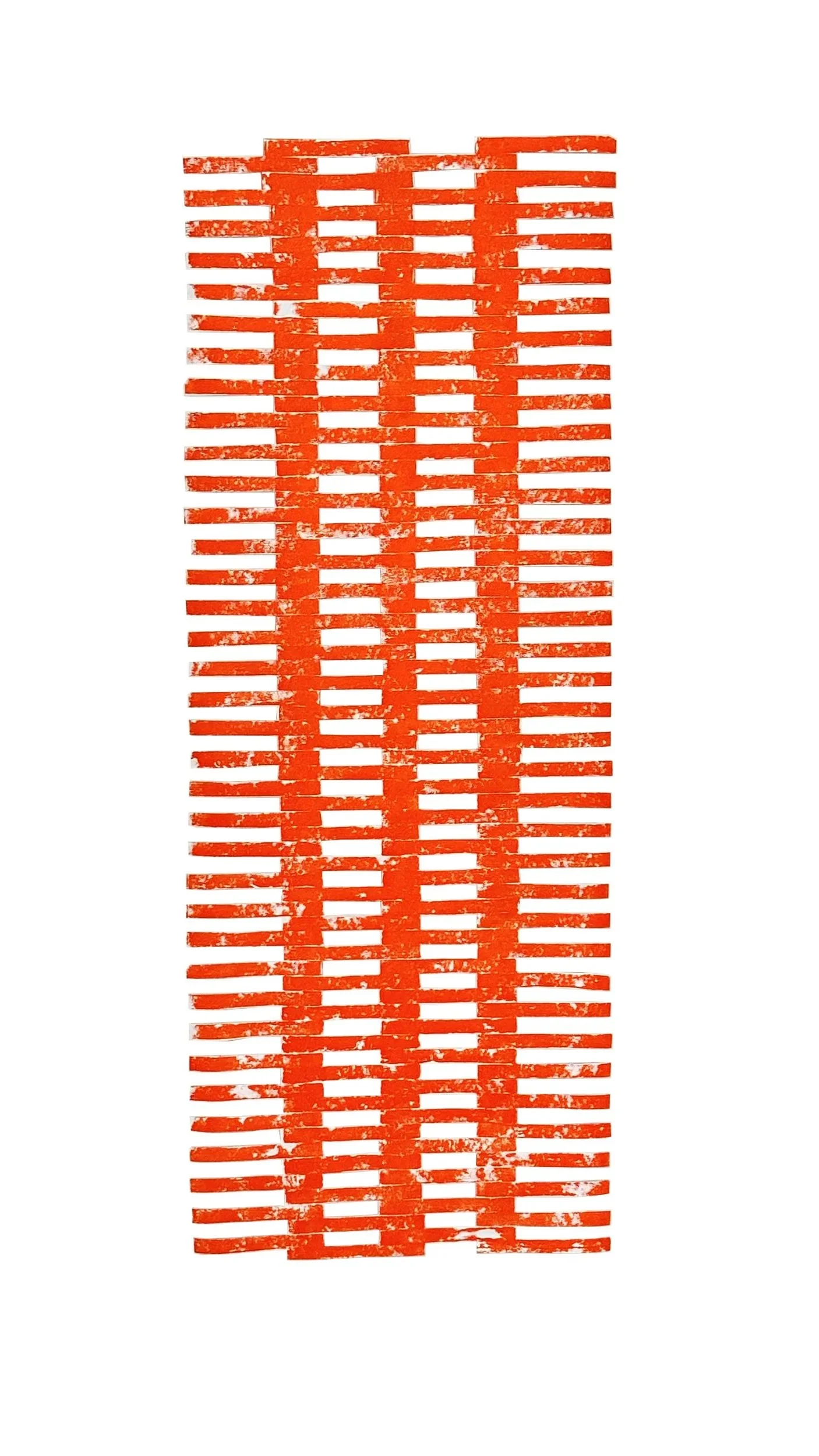 Cadmium Orange on a Snow Day
Hand printed acrylic on cut Dupont Tyvek™
14 × 36 in.
2024