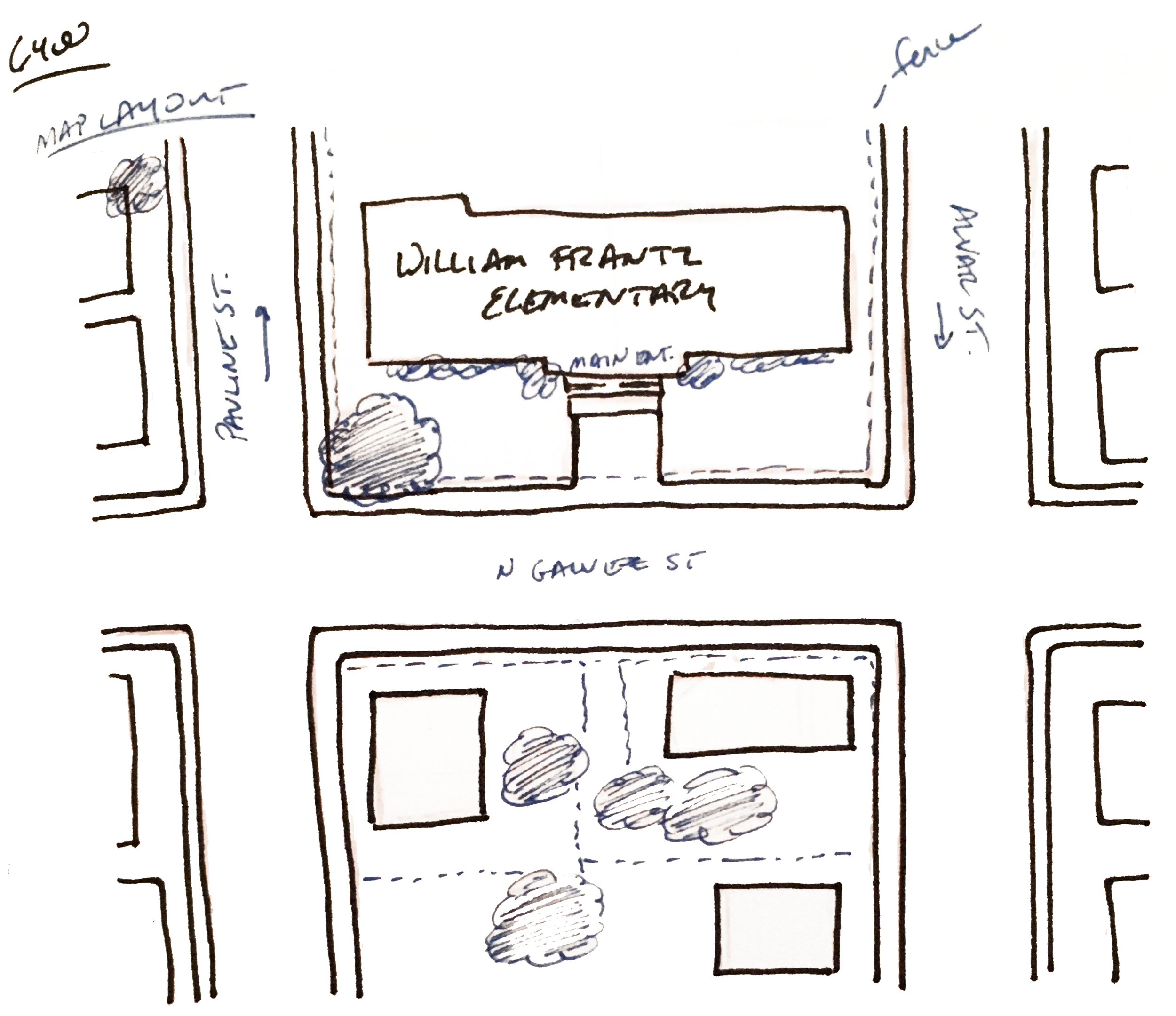 Sketch of map for 6 week prototype.