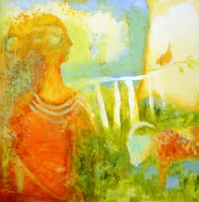 Contemplation with Goat 30"x30"