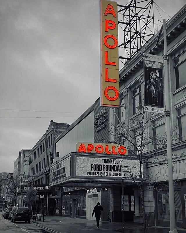 The one and only...Apollo Theater. 125th St., Harlem. &bull;-&bull;-&bull;
.
.
.
.
.
.
.
#photography #blackandwhitephotography #quarantine #photooftheday #Harlem #NYC #ShotOniphone #NewYorkTough #LifeOfAPhotographer