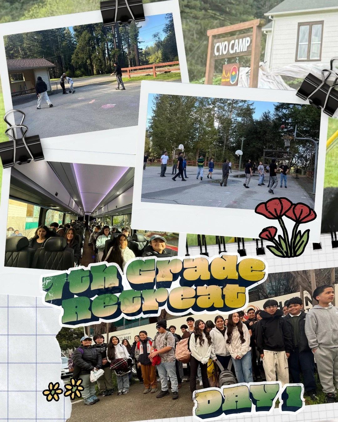 #WhatsUpWednesday 💚💛🌲

This week, our 7th graders are away on retreat at CYO Camp&rsquo;s Camp Cartitas &mdash; and the adventure is already underway!

We&rsquo;ve loved seeing them head off on the bus and enjoy some friendly competition on the ba