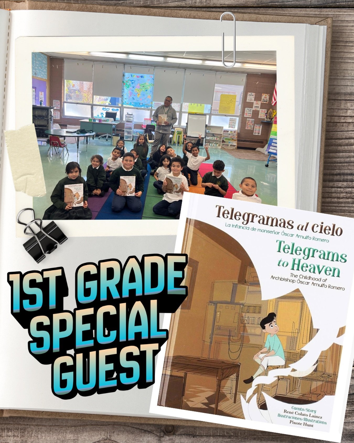 #WhatsUpWednesday 💚💛📚

Our 1st graders had a special visitor &mdash; author Ren&eacute; Colato La&iacute;nez!

He shared his book, Telegrams to Heaven: The Childhood of Archbishop &Oacute;scar Arnulfo Romero, and taught students about the life of 
