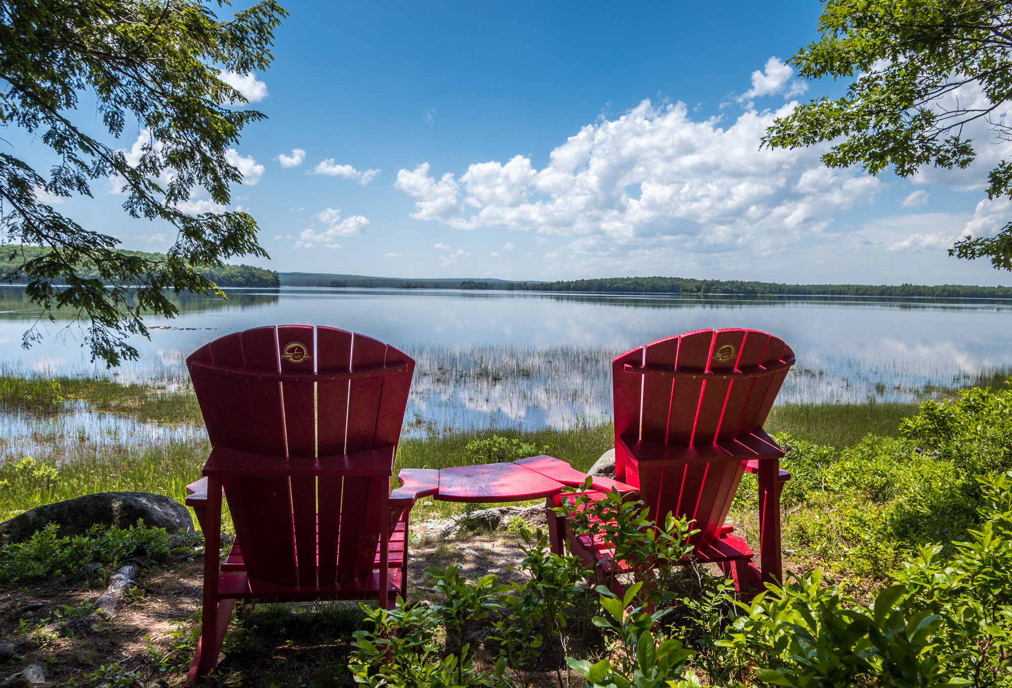 Red chairs to watch the sunset, Kejimkujik Lake 