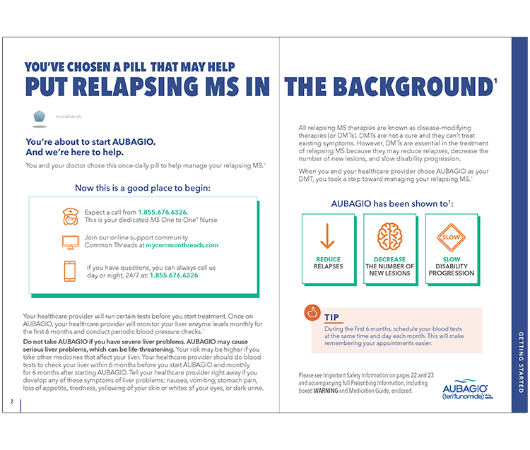 The first page, putting relapsing MS in the background.