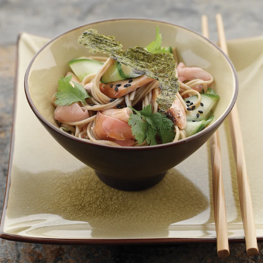 Chilled Buckwheat Noodles with Salmon & Toasted Nori