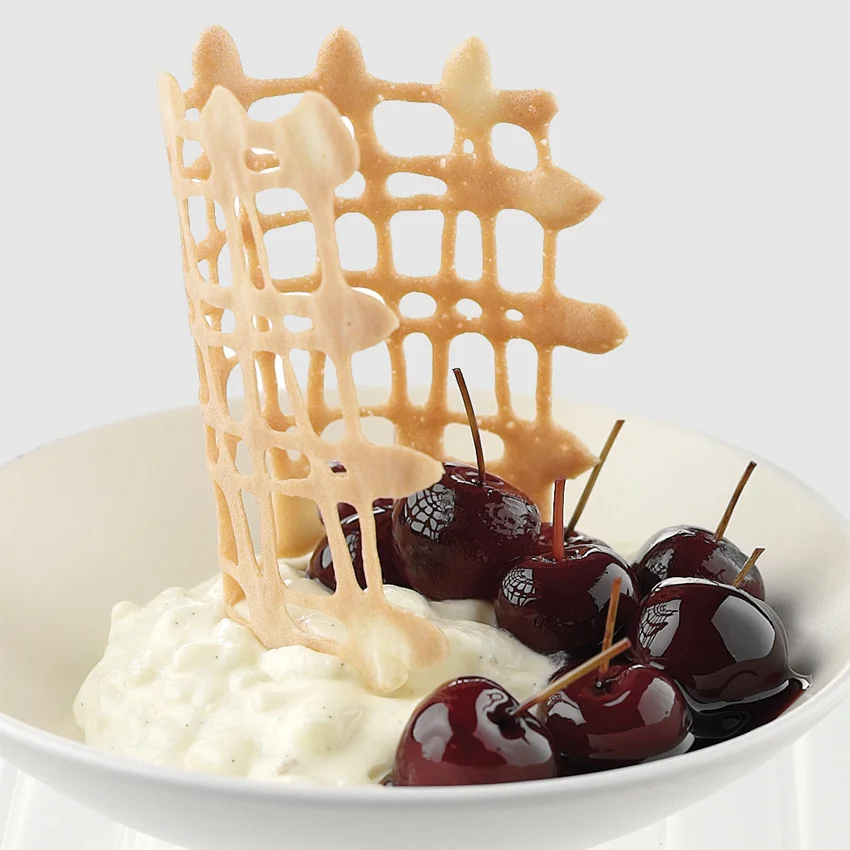 Creamy Rice Pudding with Cherries in Sparkling Burgundy