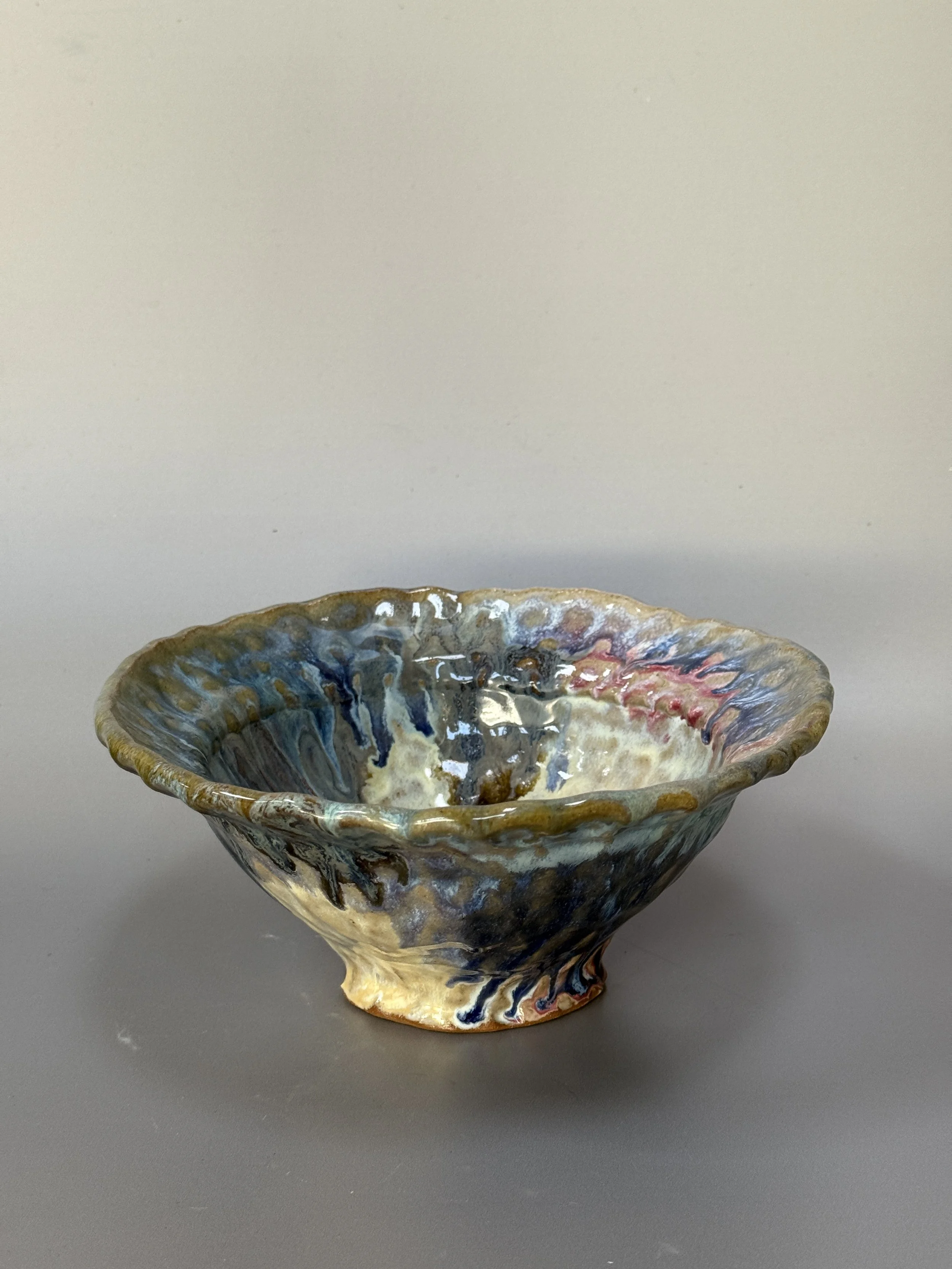 Tall pinched bowl (multicoloured)