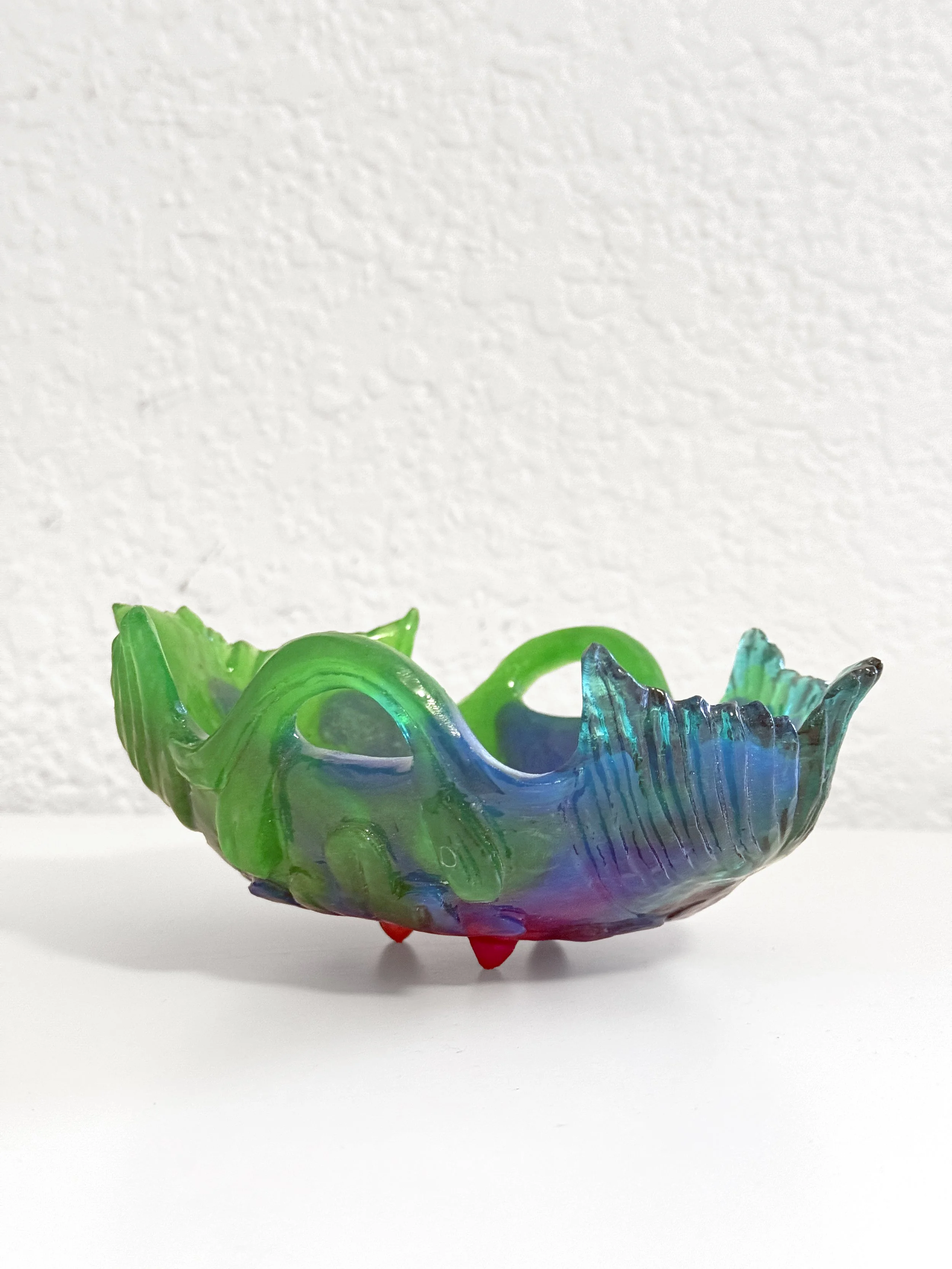Fish-tail bowl #5 (green, blue, pink)