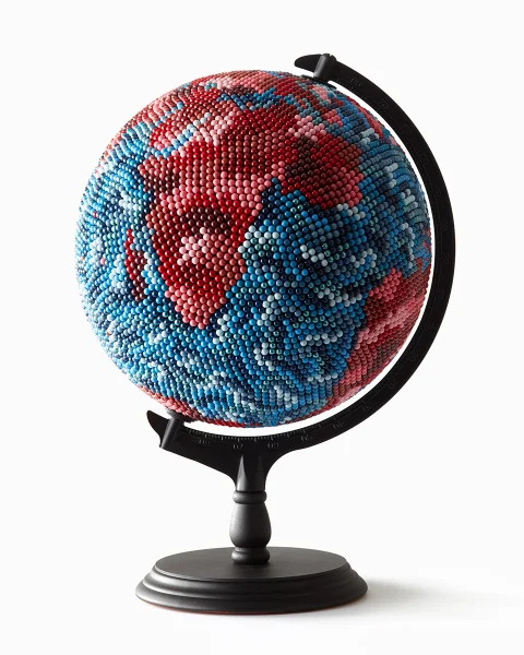 JOANNE MOTT Mad World , 2016 wood, metal, acrylic, map pins (10,000 approx), papier maché, foam. 50 x 30 x 30 cm