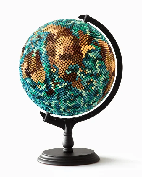 JOANNE MOTT Living in Another World , 2017 wood, metal, acrylic, map pins (10,000 approx), papier maché, foam. 50 x 30 x 30 cm