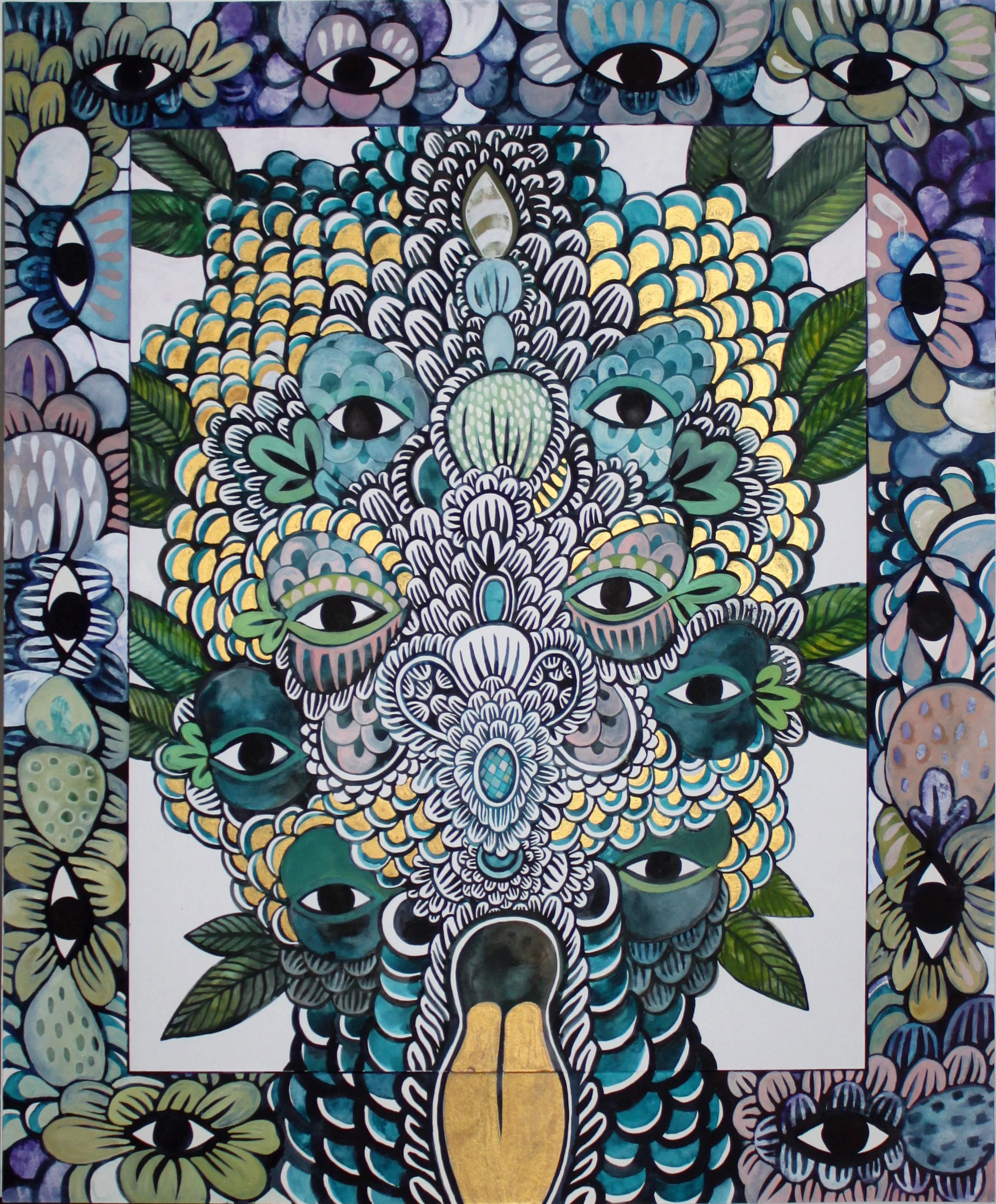 CECILIA FOLGELBERG MAYHEM CLUSTER #2 , 2019 gouache and watercolour on 100% cotton rag board, framed 87 x 68 cm I ENQUIRE I