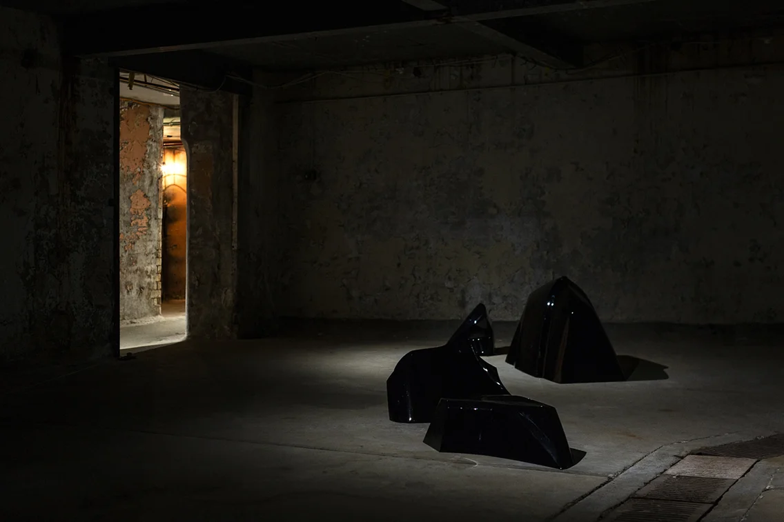 Jason Waterhouse Automotive Geologies, 2018 (13 Units) Steel, Polyester filler, Automotive paint, Car Panels (Bonnets, fenders, doors, boot lids) from: Toyota, Hyundai, Mazda, Holden, Humber, Mitsubishi Sound composition - Jed Palmer photo credit – Pia Johnson