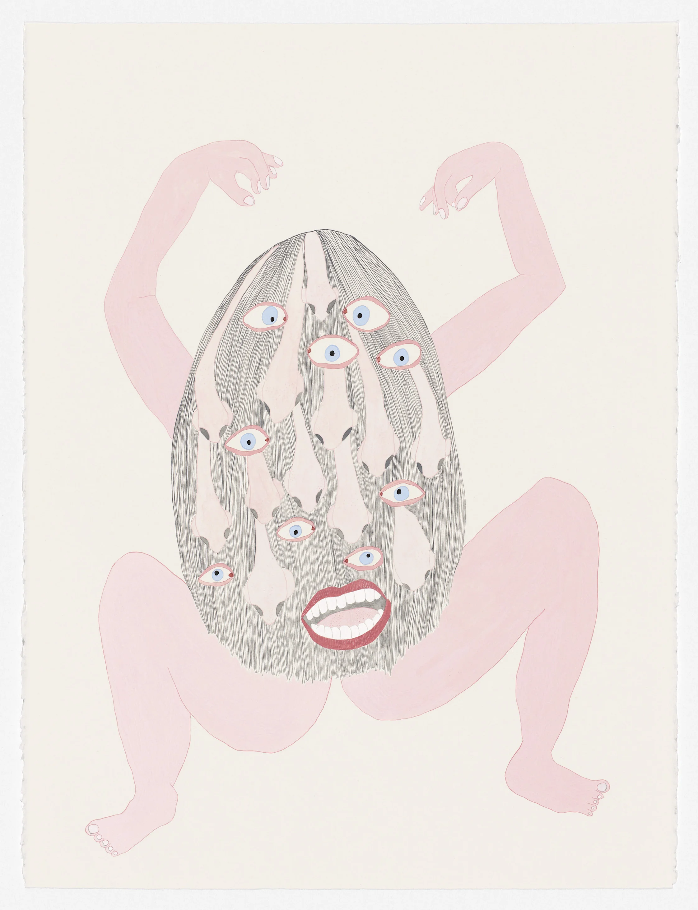 Hairy Howler, 2019 watercolour, gouache, pencil on paper, framed 76 x 56 cm I ENQUIRE I