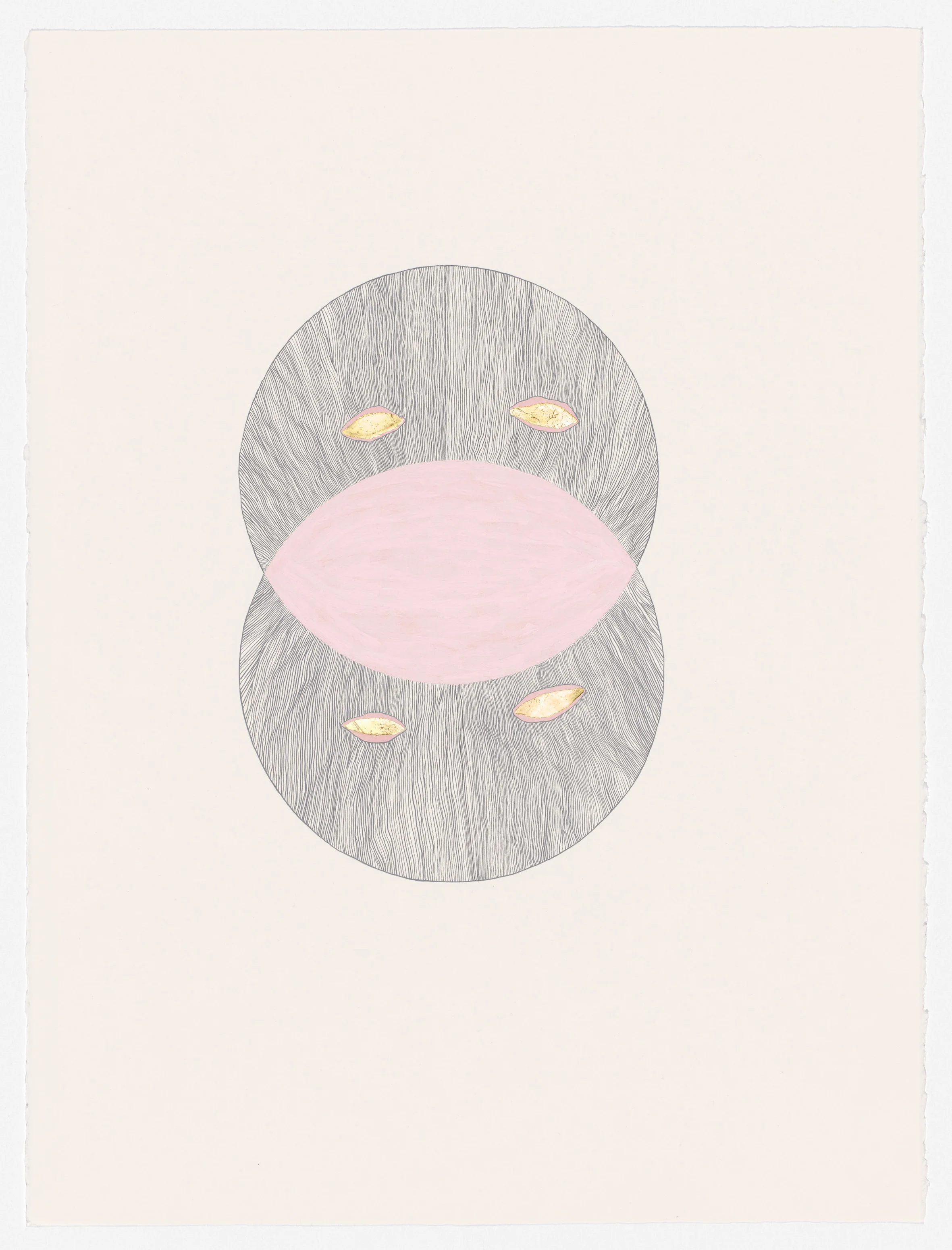 Pink Mouth , 2018 watercolour, gouache, 22kt gold leaf, pencil on paper, framed 76 x 56 cm I ENQUIRE I