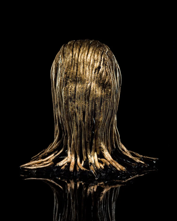 I Have Three Heads. Cut Off One I Become Stronger. Cut Off Two I Become Ten (II) , 2018 air dry clay, synthetic polymer paint, composition gold leaf, resin 40 x 40 x 40 cm I ENQUIRE I