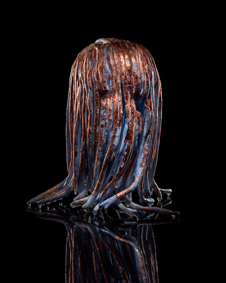 I Have Three Heads. Cut Off One I Become Stronger. Cut Off Two I Become Ten (III) , 2018 air dry clay, synthetic polymer paint, bronze leaf, resin 40 x 40 x 40 cm I ENQUIRE I