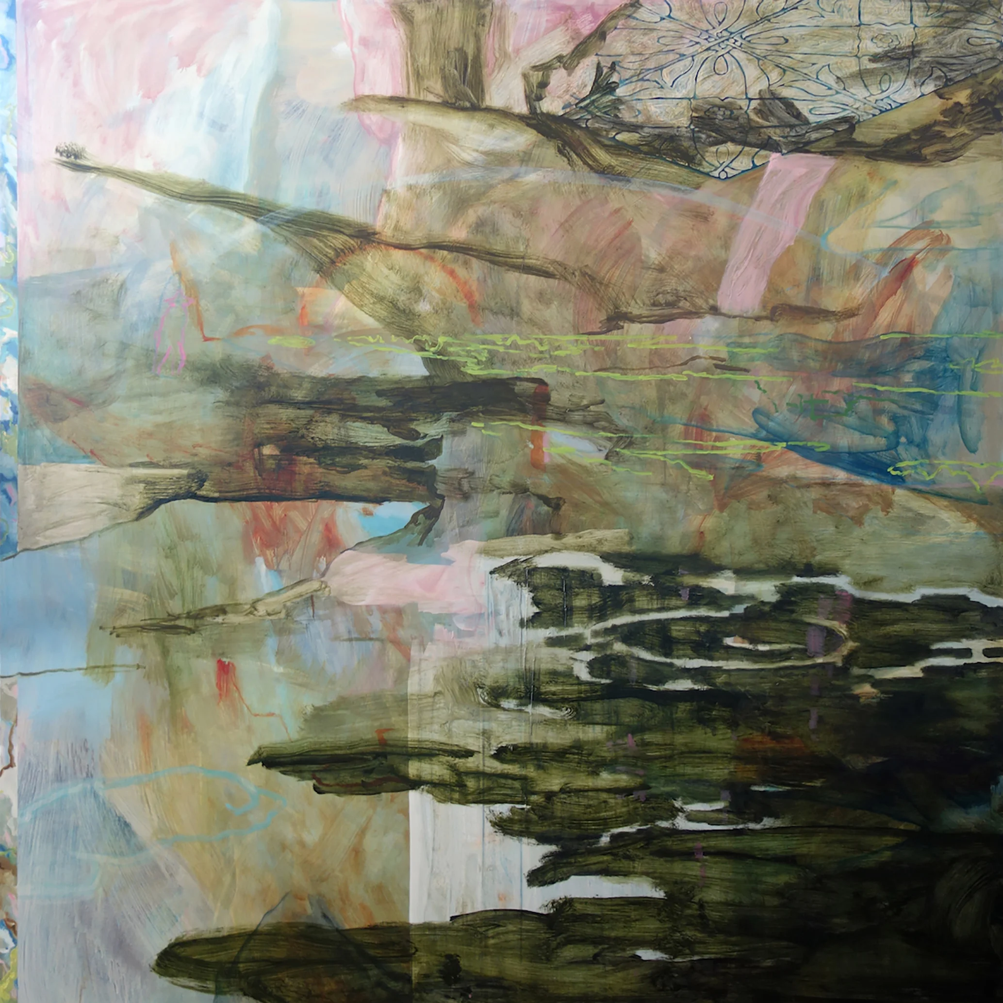 Even The Golden Ratio Can Make Me Feel Blue (For Rhys Cauzzo) , 2016-19 oil and pastel on canvas 178 x 168 cm