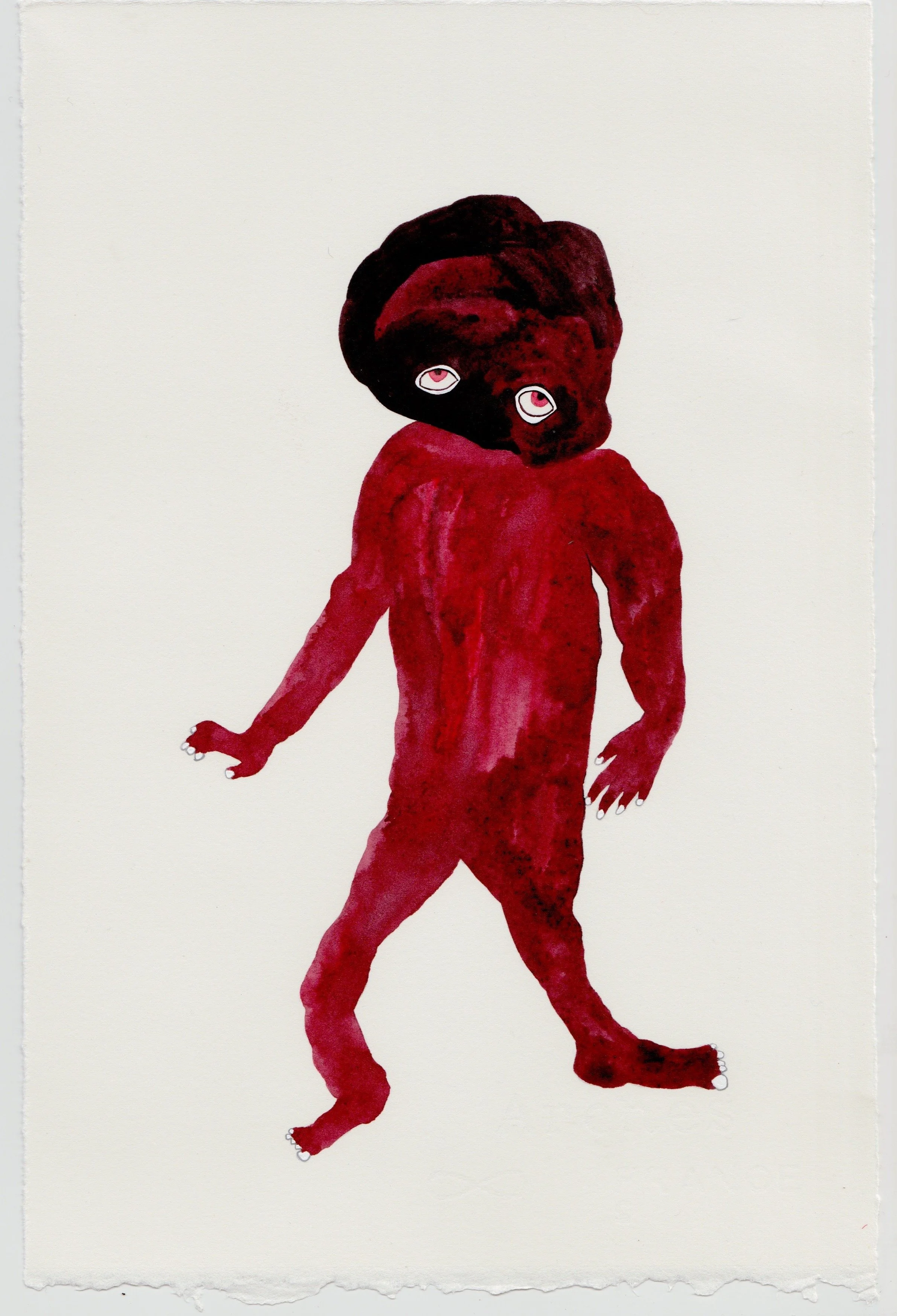  PIP RYAN  Blood Face , 2022 watercolour, gouache, pencil on paper, framed 29 x 19 cm (paper size) 