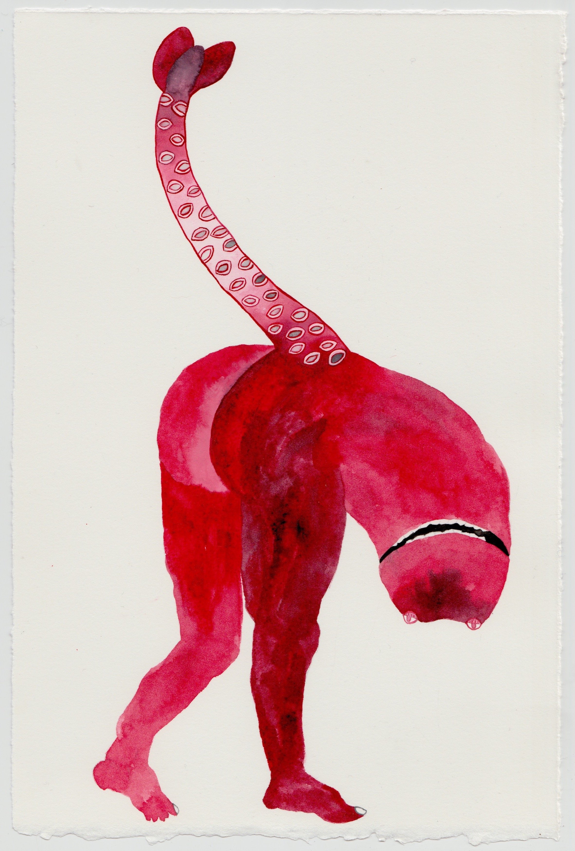  PIP RYAN  Heads or Tails , 2022 watercolour, gouache, pencil on paper, framed 29 x 19 cm (paper size) 