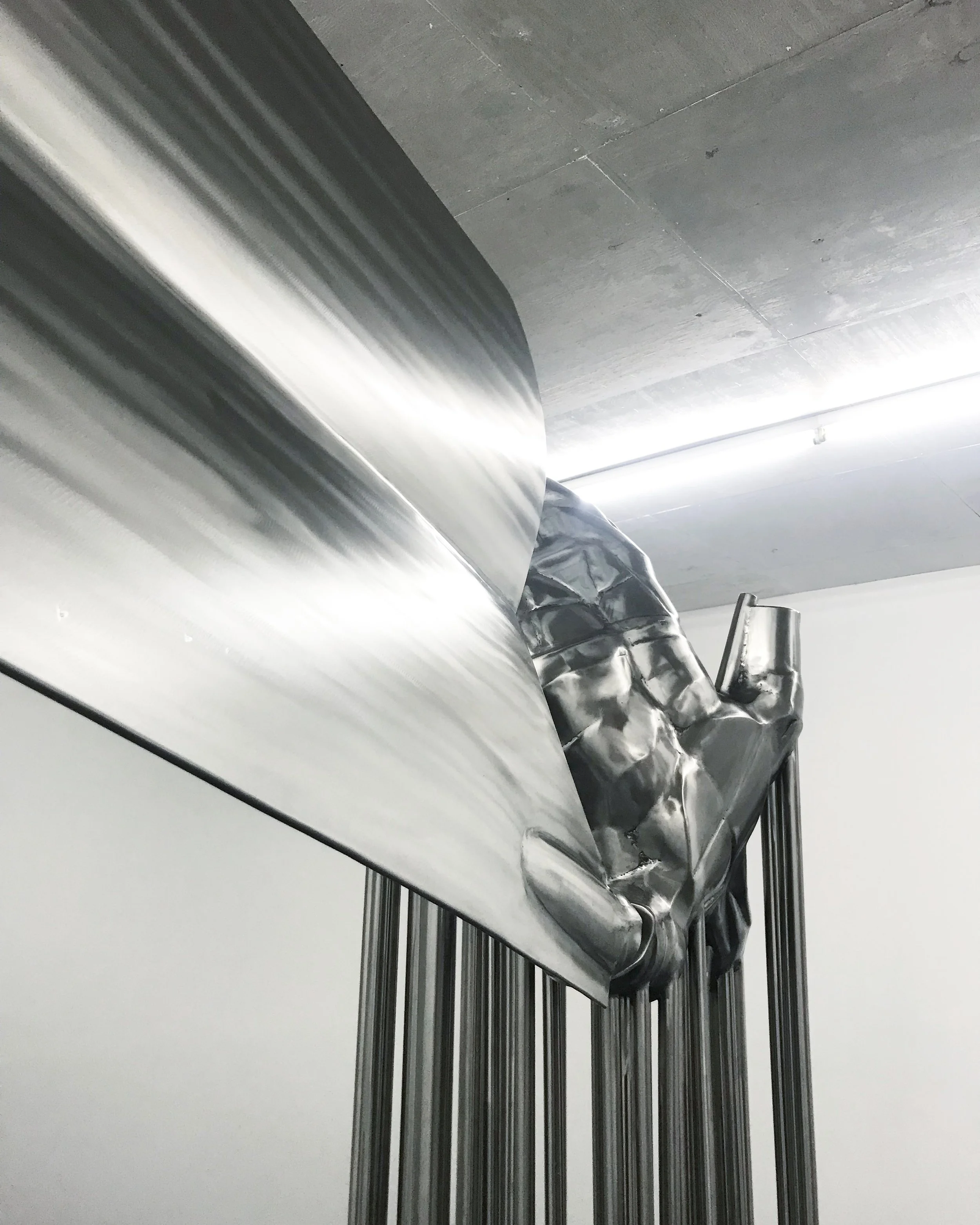   What father knew  2018 marine grade stainless steel, paint 280 x 600 x 90 cm 