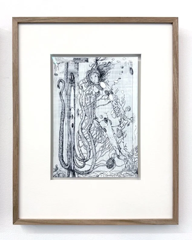  PETER ELLIS  The Forest of Crespo , 2025 ink, gouache, acrylic on Arches Aquarelle Paper, framed 29.7 x 21 cm 