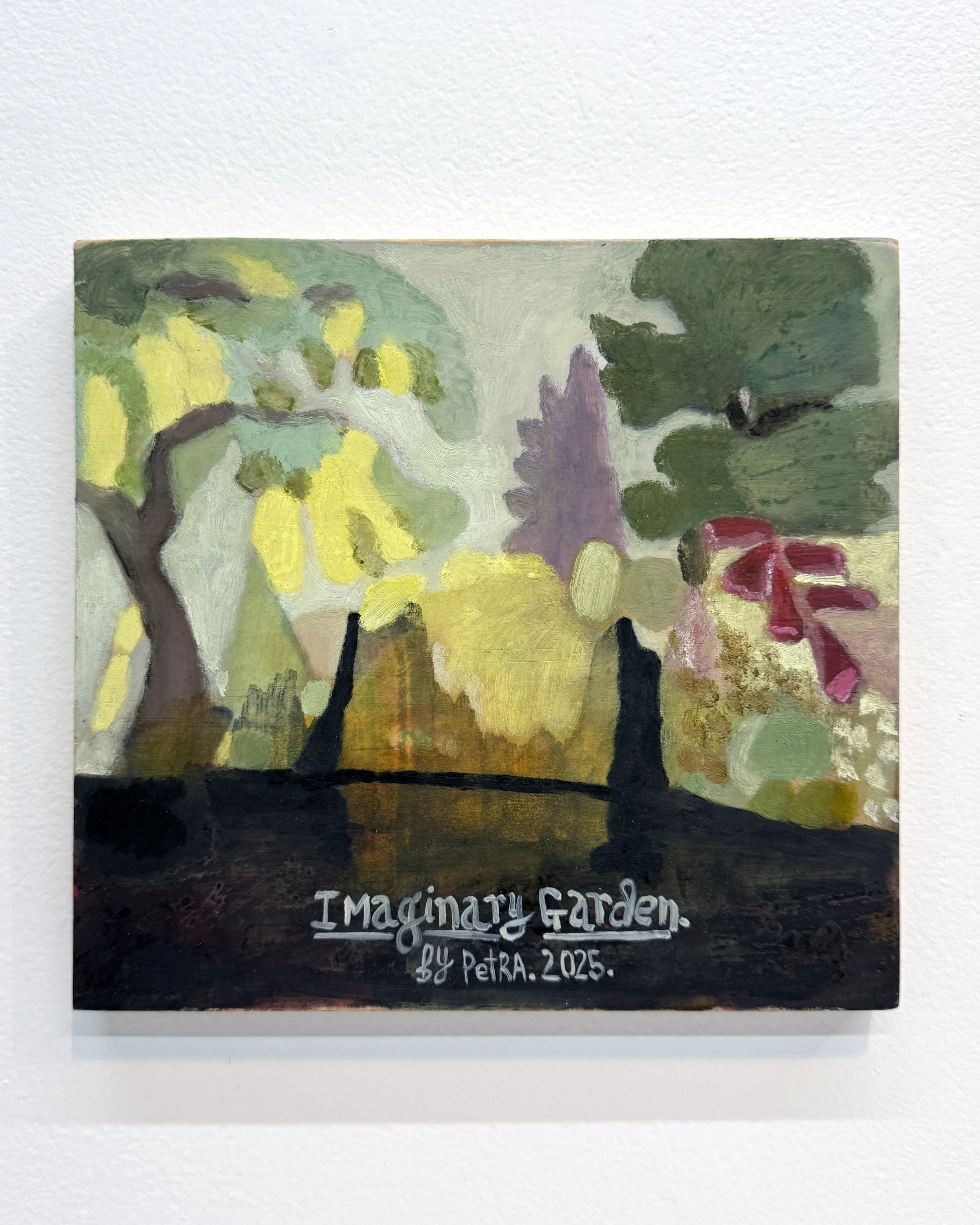  PETRA RODGERS  Imaginary garden , 2025 oil on plywood 20 x 21.5 x 1.5 cm 