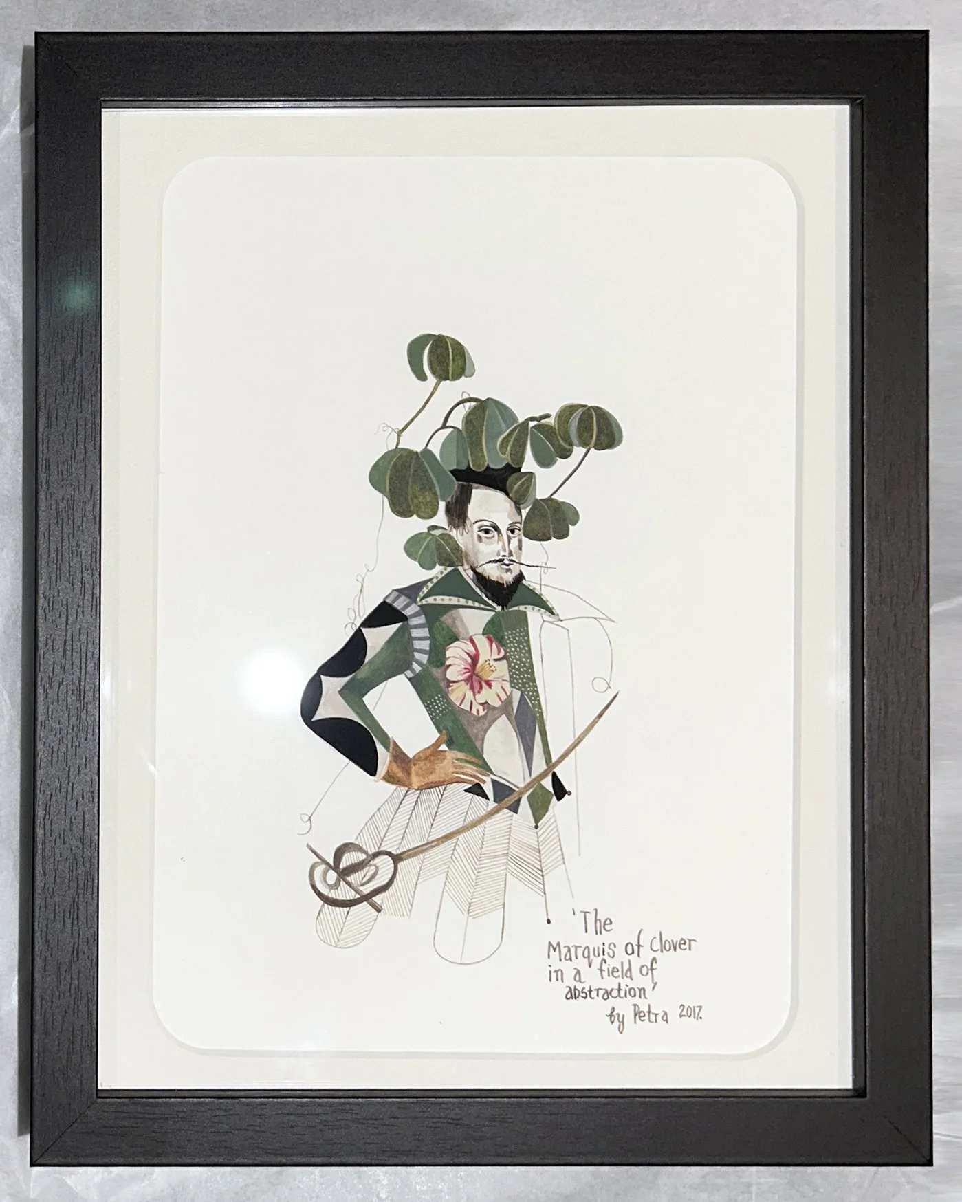  PETRA RODGERS  The Marquis of Clover in a field of abstraction , 2017 watercolour and gouache on paper, black stained wood frame 22.5 x 16.5 cm 