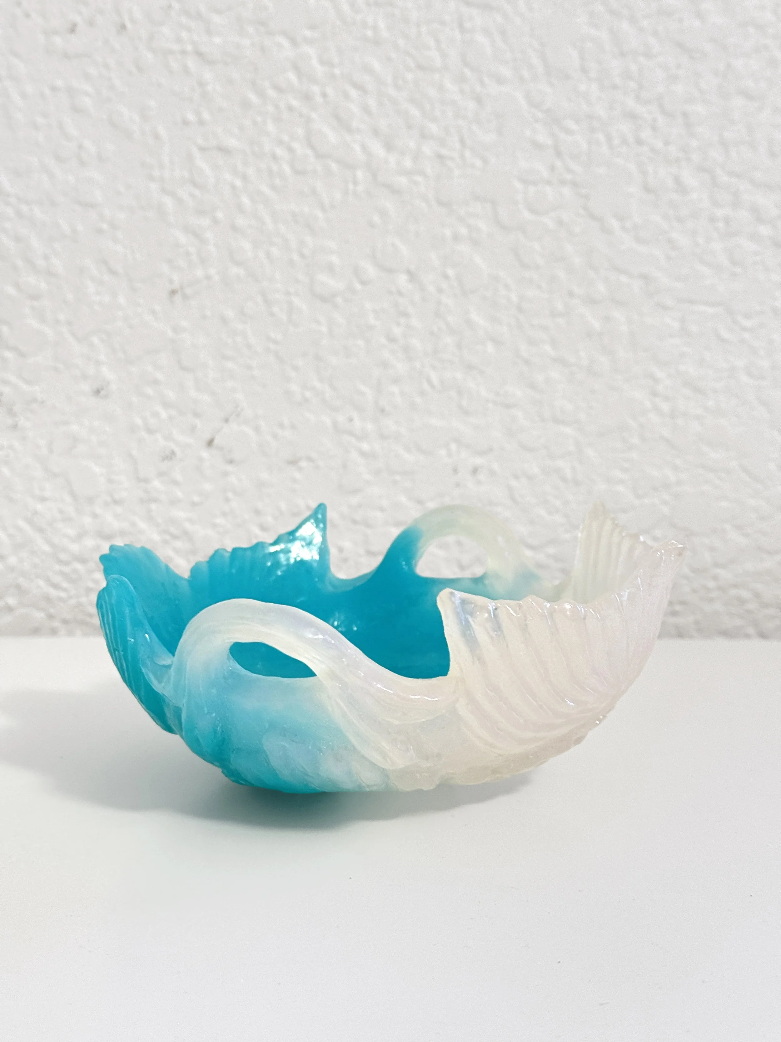 Fish-tail bowl #4 (white, aqua)