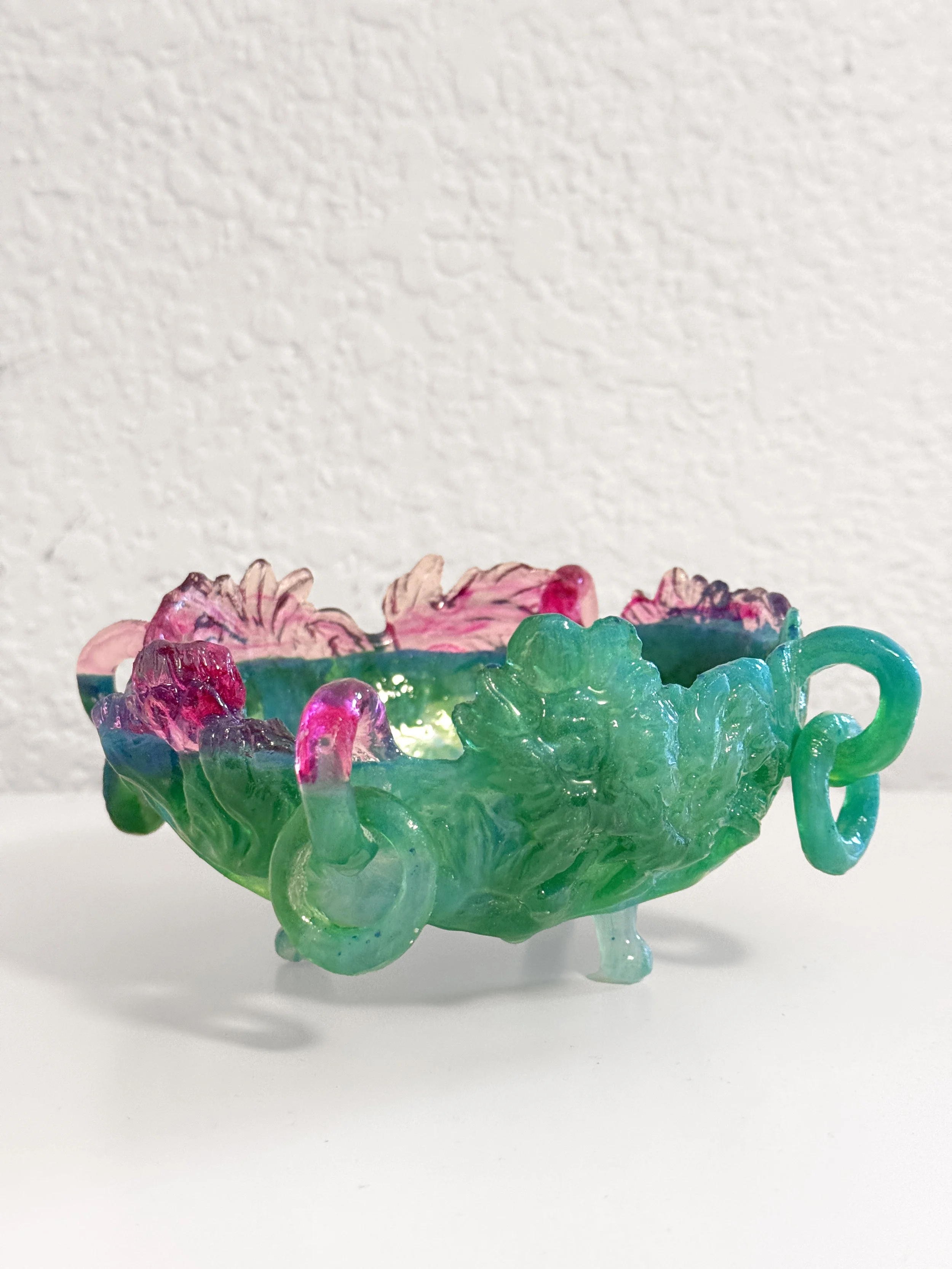 Chrysanthemum bowl #5 (pink, blue, green)