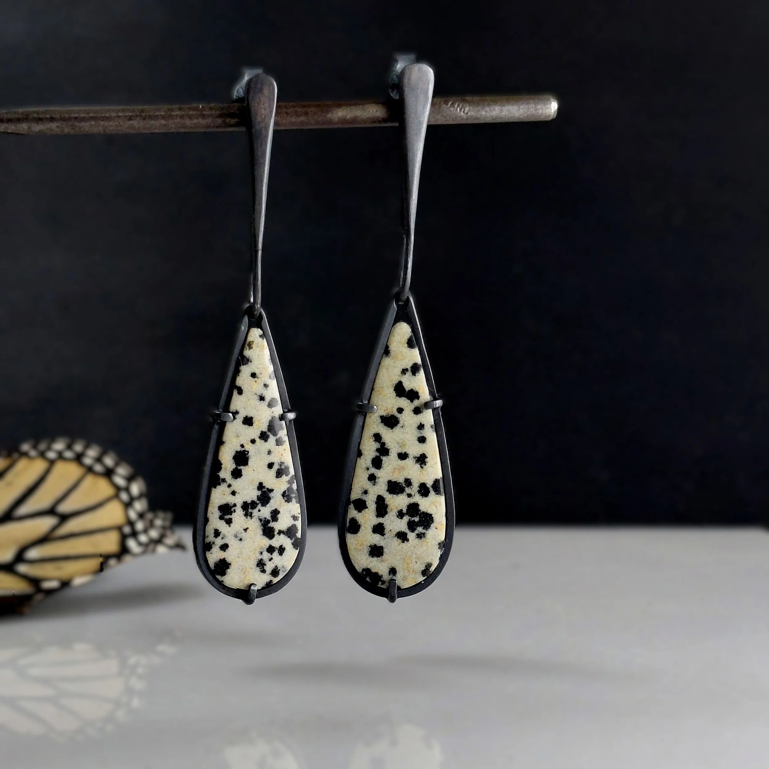 Dalmatian drop earrings (Inclusion series)